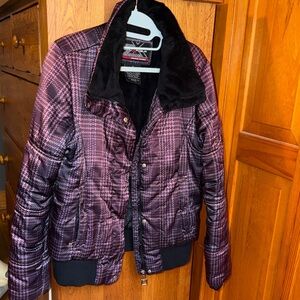 ZeroXposur Women's Purple Plaid Bomber Jacket